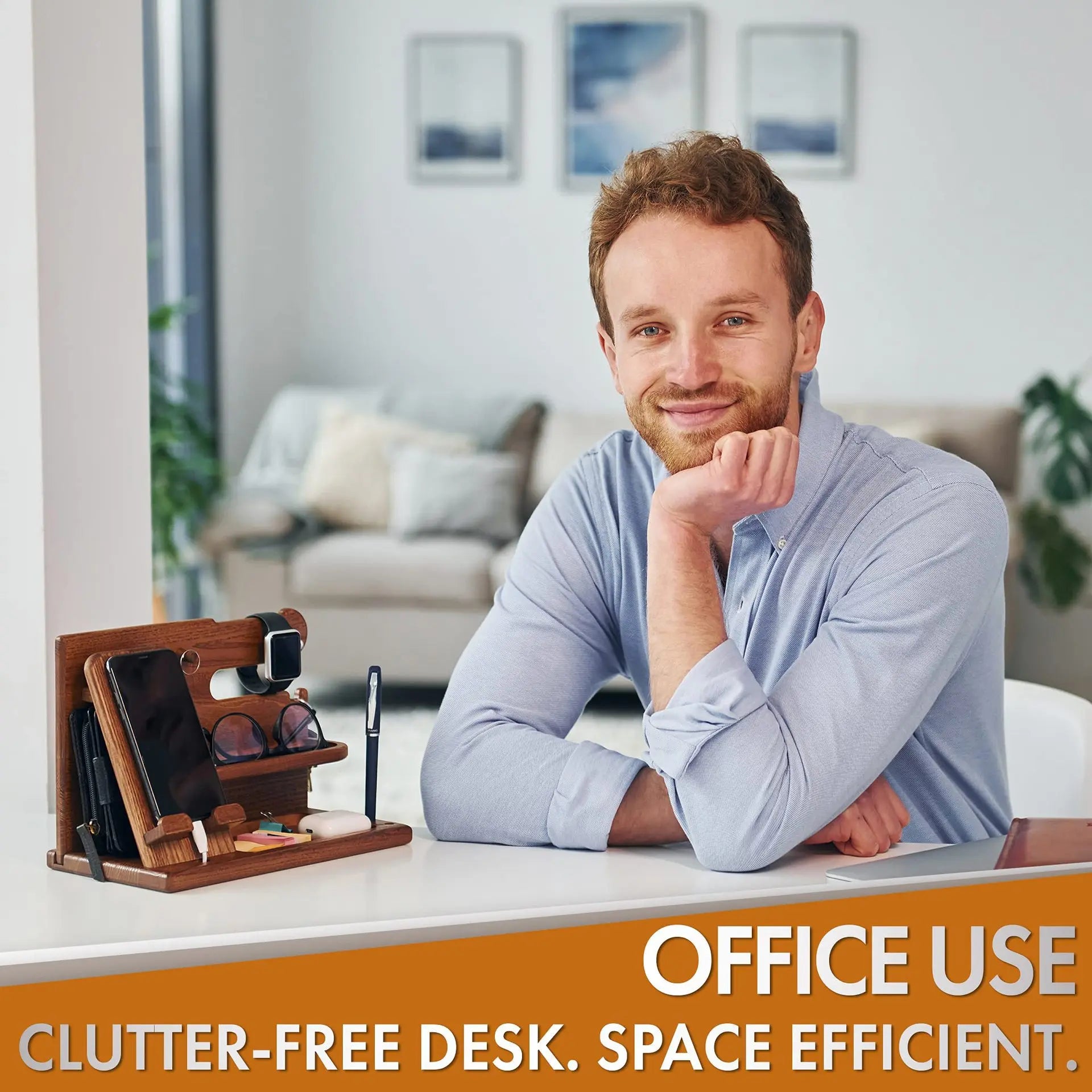 Elegant Wood Phone Docking Station with Drawer - Ultimate Nightstand & Desk Organizer for Men - Perfect Birthday, Anniversary, and Father's Day Gift