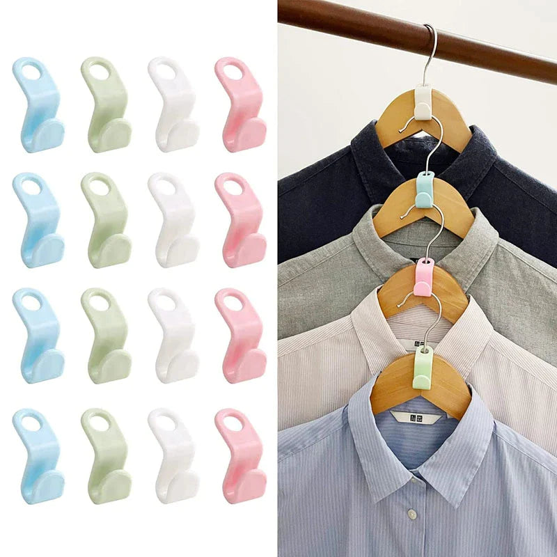 40 Durable Clothes Hanger Connector Hooks - Space-Saving Organizer Clips for Your Closet