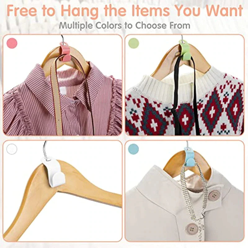 40 Durable Clothes Hanger Connector Hooks - Space-Saving Organizer Clips for Your Closet