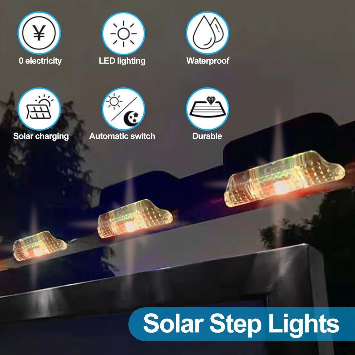 Illuminate Your Outdoor Space with 8 Pack Solar Deck Lights - Waterproof LED Lamps for Stairs and Fences