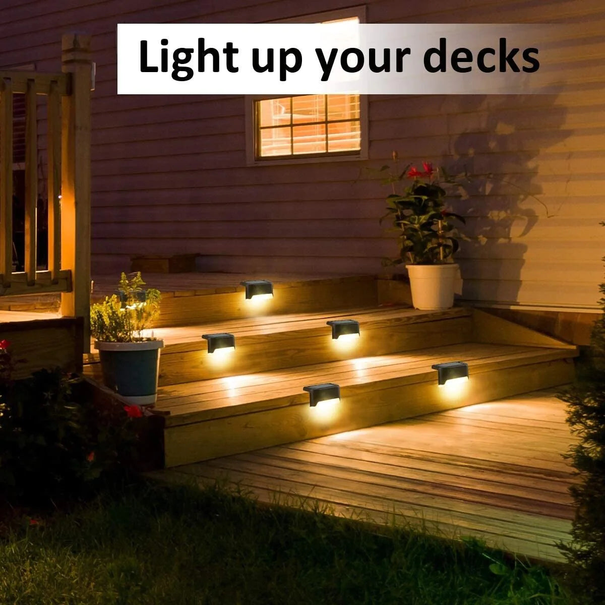 Illuminate Your Outdoor Space with 8 Pack Solar Deck Lights - Waterproof LED Lamps for Stairs and Fences